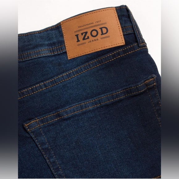 IZOD Men's Denim Jeans - Comfort Stretch Mid Rise Relaxed Fit, 34x32 Dark Tint - Picture 6 of 7